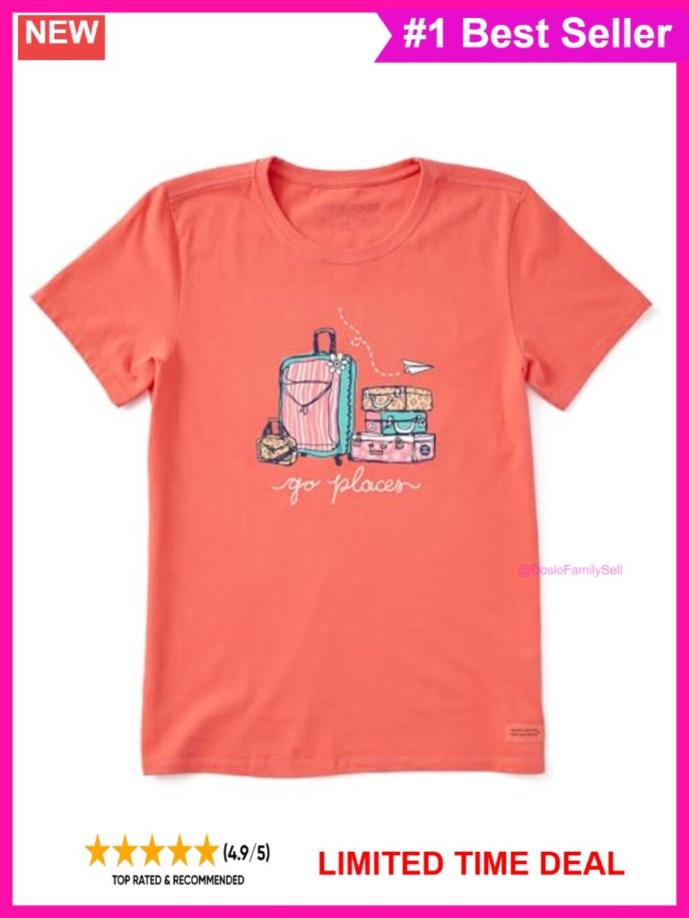 Life is Good Crusher Tee Short Sleeve Cotton Graphic T-Shirt Casual